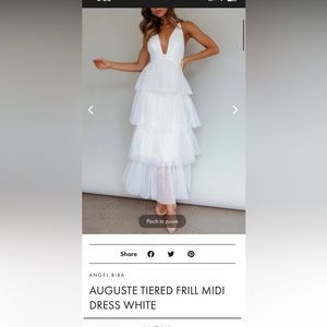 AUGUSTE TIERED FRILL MIDI DRESS WHITE